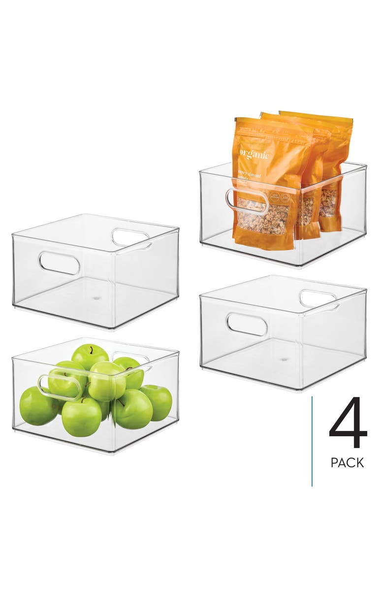iDesign Plastic Storage Bin with Handles for Household Storage - Set of 4, Alternate, color, Clear