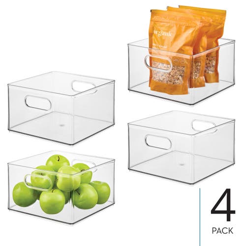 Idesign Plastic Storage Bin With Handles For Household Storage In Transparent