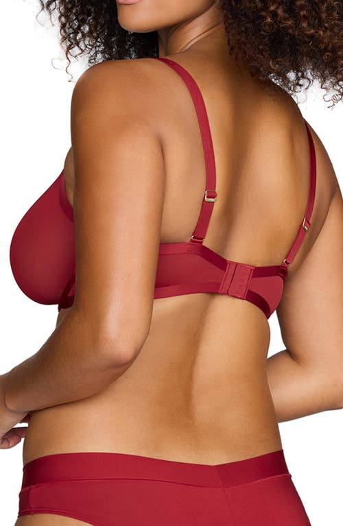 Cuup The Plunge Underwire Sheer Mesh Bra In Scarlet