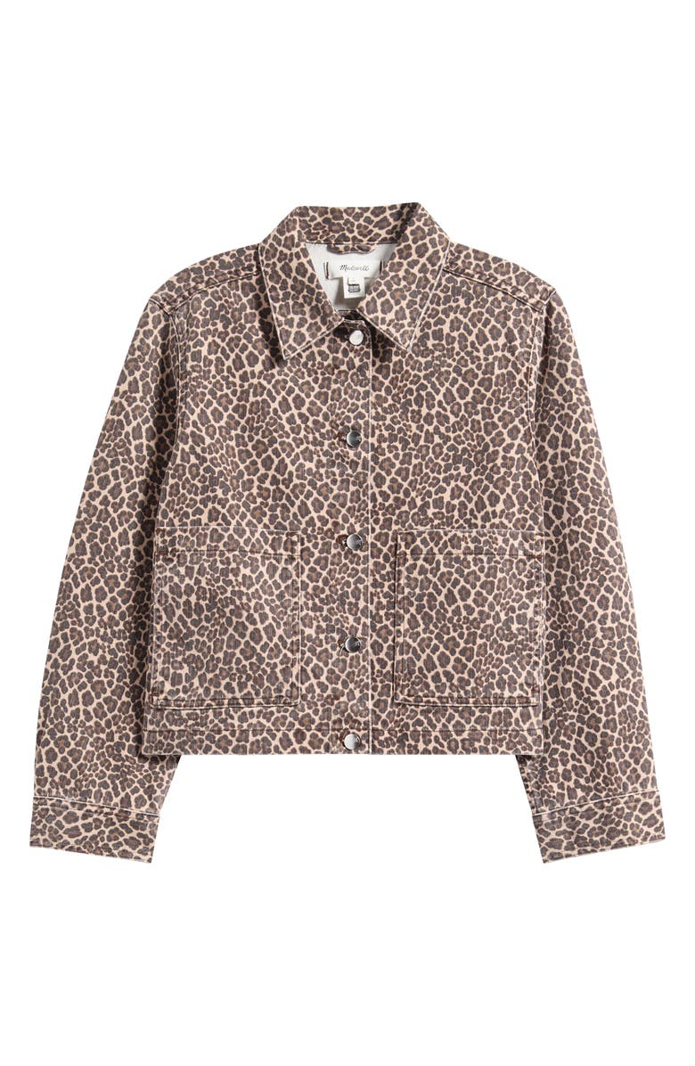 Madewell Leopard Print Denim Trapeze Jacket, Alternate, color, Dark Mocha