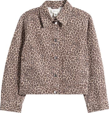 Leopard Print Denim Trapeze Jacket