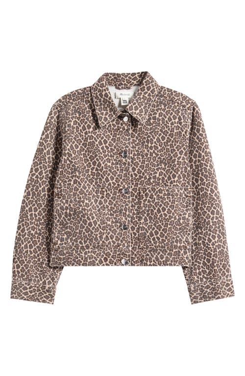 Madewell Leopard Print Denim Trapeze Jacket In Brown
