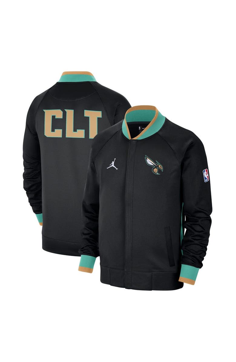 Jordan Brand Men's Jordan Brand Black/Mint Charlotte Hornets 2022/23 City Edition Showtime Thermaflex Full-Zip Jacket, Main, color, 