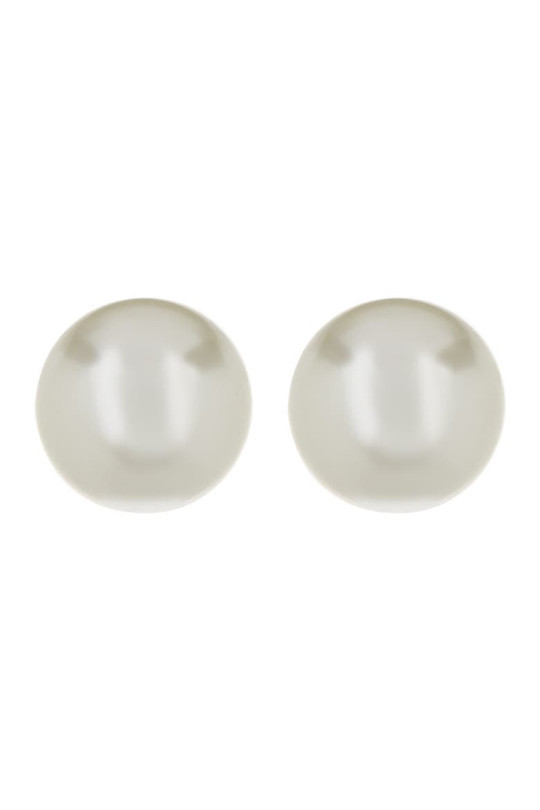 Sterling Silver Faux Pearl Stud Earrings, Main, color, WHITE/SILVER
