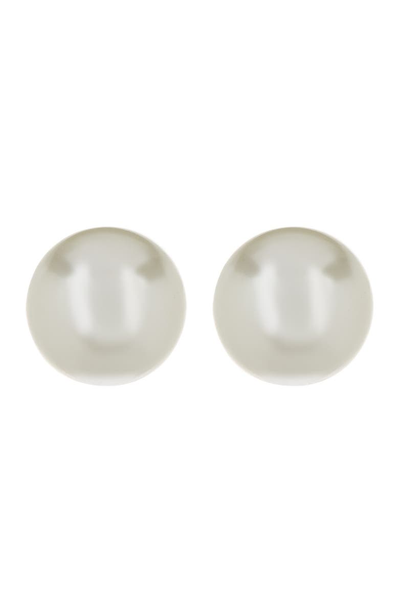 NORDSTROM RACK Sterling Silver Faux Pearl Stud Earrings, Main, color, White/Silver