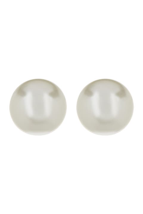 Sterling Silver Faux Pearl Stud Earrings