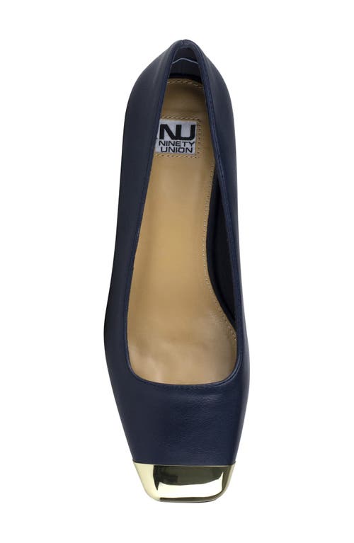 Ninety Union Eagle Tipped Square Toe Pump In Blue