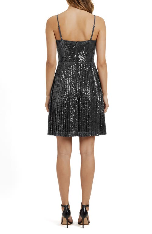 Lush Pleated Sequin Minidress In Silver