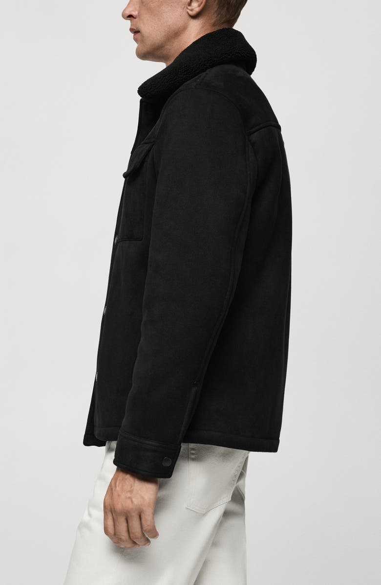 MANGO Faux Shearling Jacket, Alternate, color, Black