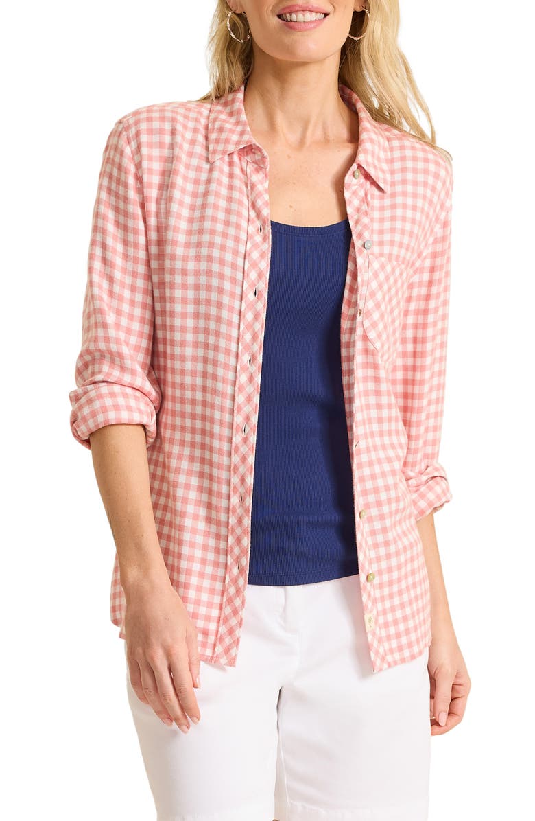 Tommy Bahama Villa Verde Check Shirt, Main, color, Coral Haze