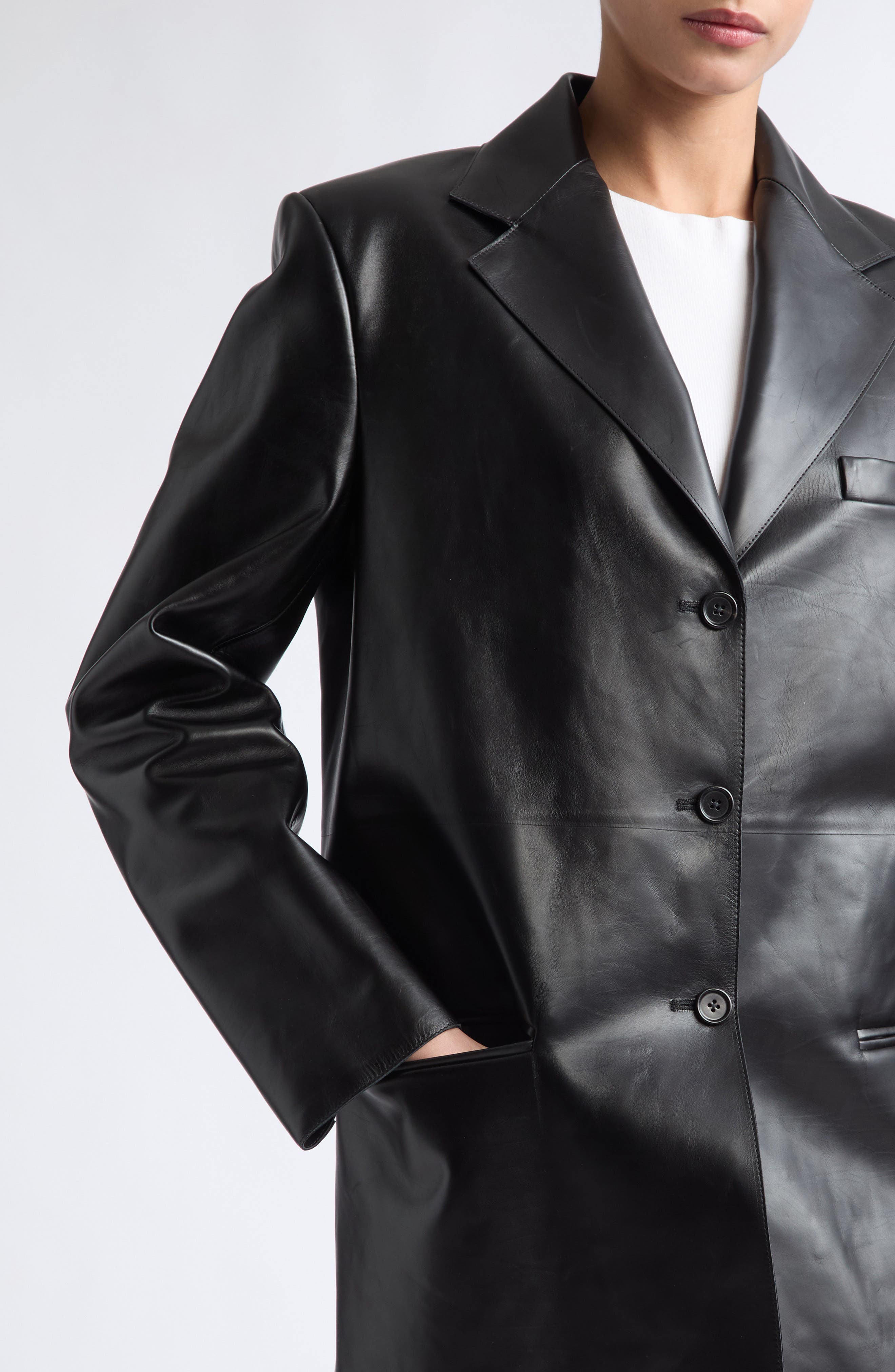 Jil Sander Raw Edge Tailored Leather Jacket (Women) | Nordstrom