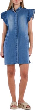 Wash Lab Denim Ruffle Denim Dress