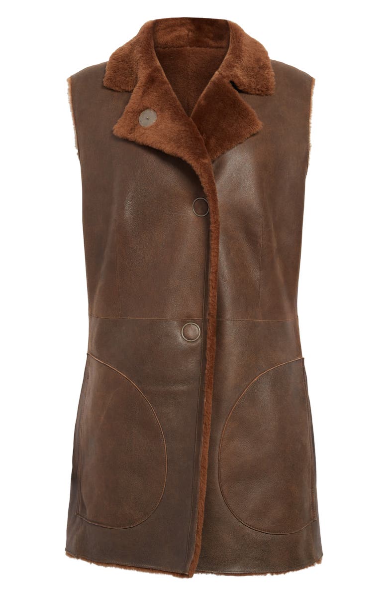 Akris punto Reversible Lambskin Leather & Genuine Shearling Gilet, Alternate, color, 