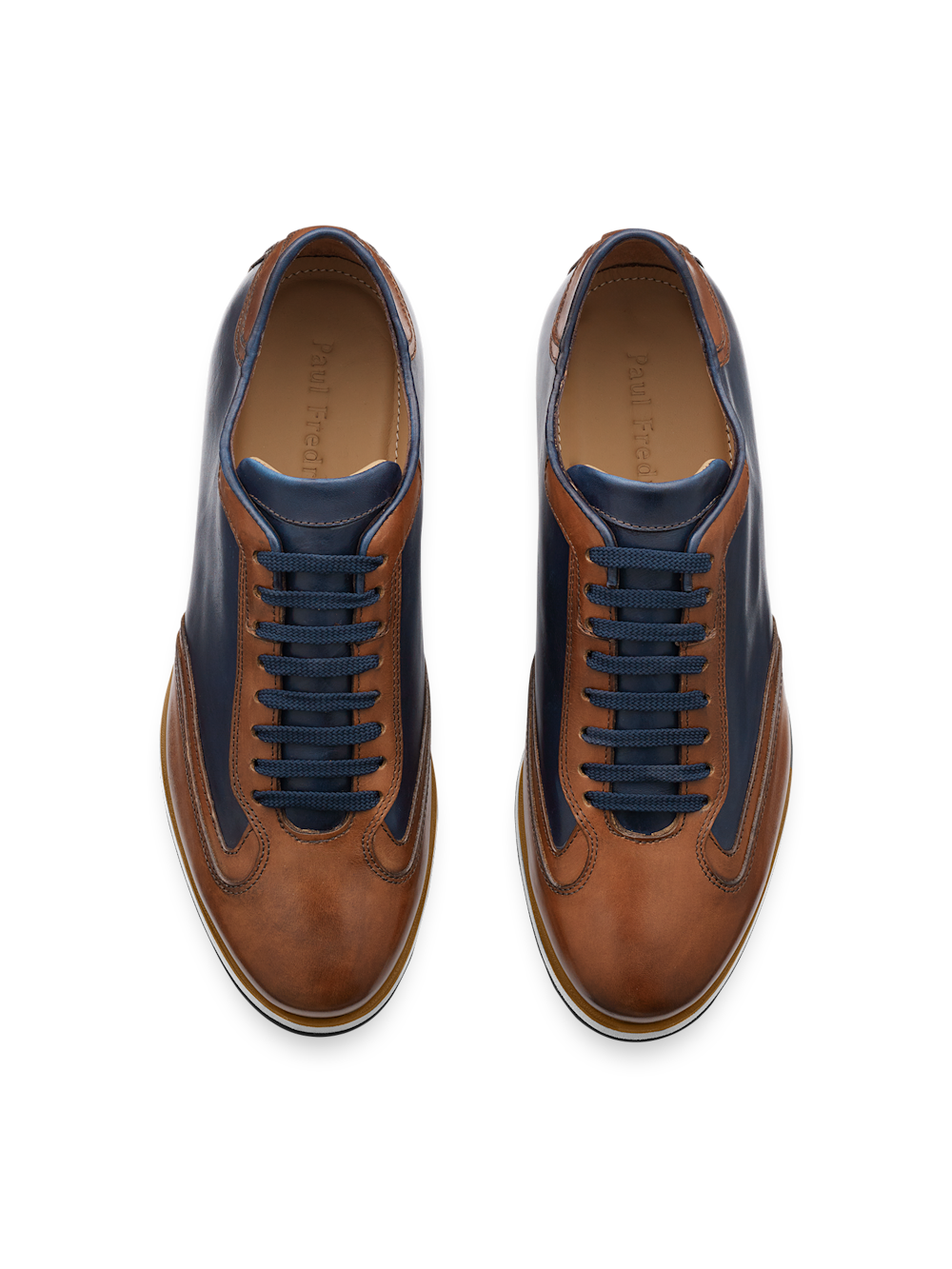 Paul Fredrick Wayne Sneaker, Alternate, color, Navy/Tan