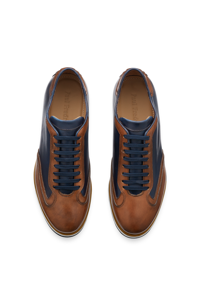 Paul Fredrick Wayne Sneaker, Alternate, color, Navy/Tan