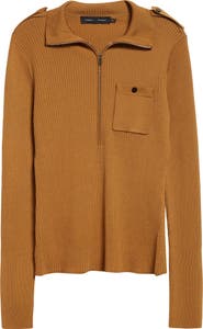 Proenza Schouler Norah Half Zip Rib Top