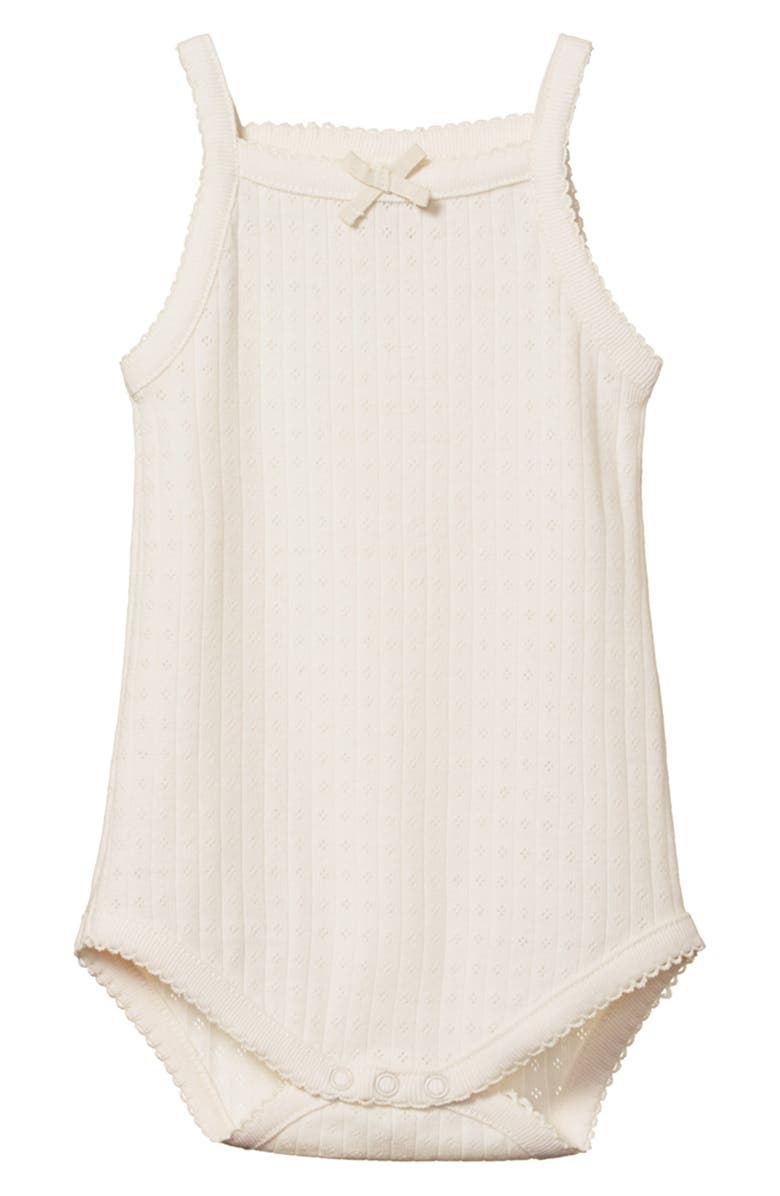 NATURE BABY Organic Cotton Pointelle Bodysuit, Main, color, Natural