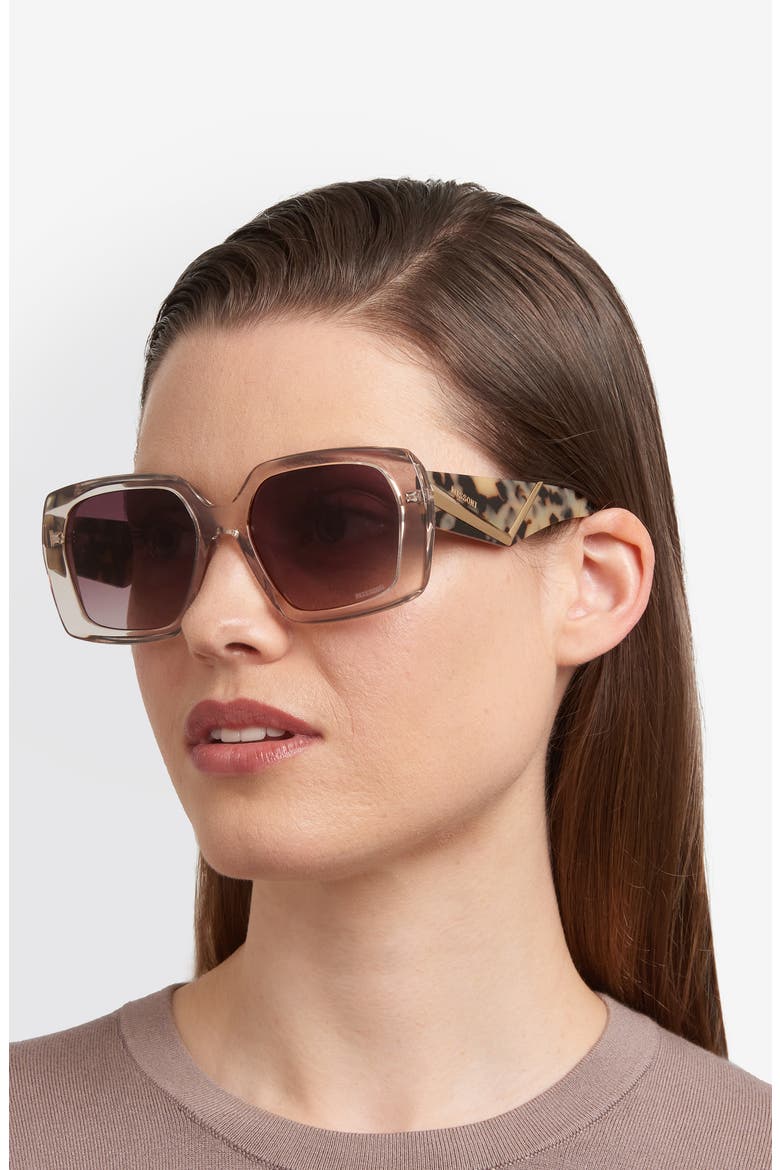 55mm Gradient Rectangular Sunglasses, Alternate, color, CHAMPAGNE/ BROWN SF