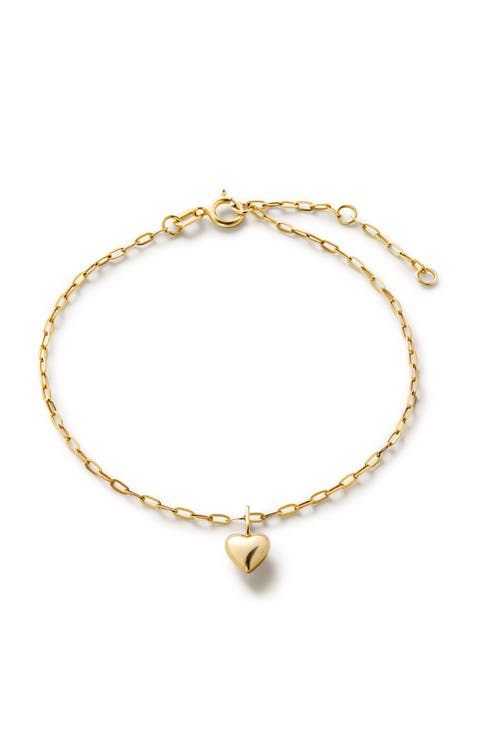 Gold Charm Bracelet - Gold Heart Bracelet