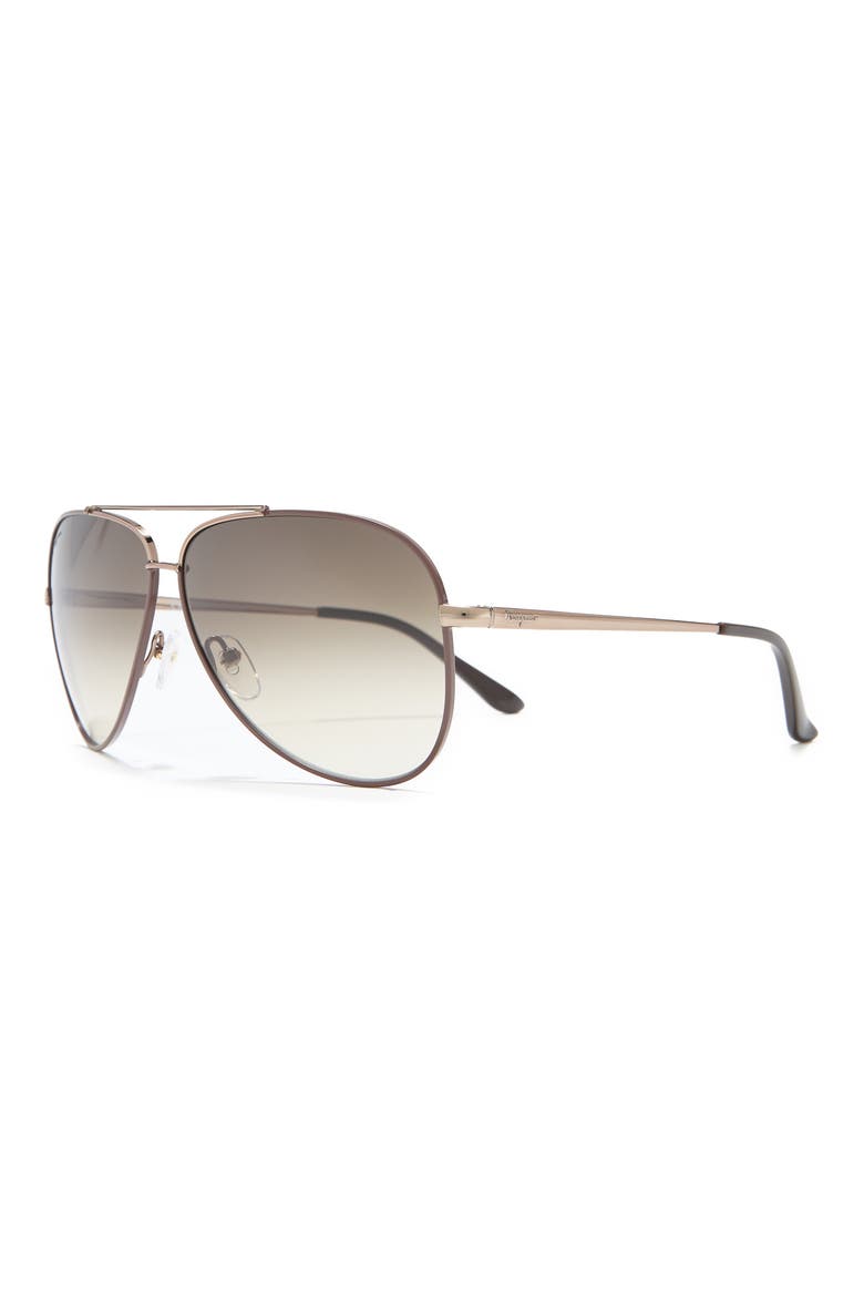 Salvatore Ferragamo 60mm Aviator Sunglasses, Alternate, color, ESPRESSO