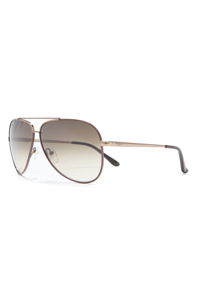 FERRAGAMO Salvatore Ferragamo 60mm Aviator Sunglasses, Alternate, color, Espresso