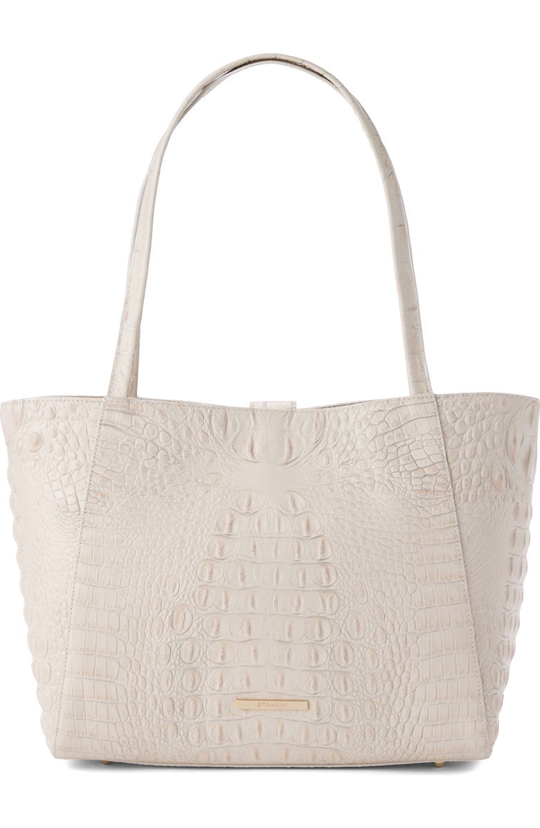 Brahmin Mona Croc Embossed Leather Tote, Main, color, Ivory