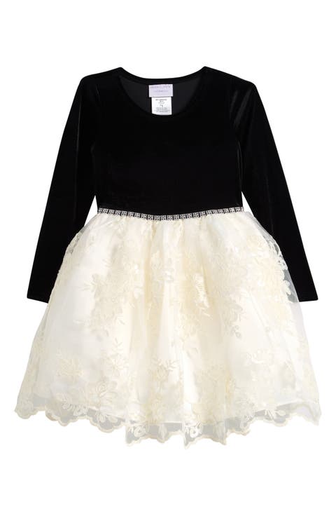 Kids' Stretch Velvet & Lace Dress (Toddler & Little Kid)
