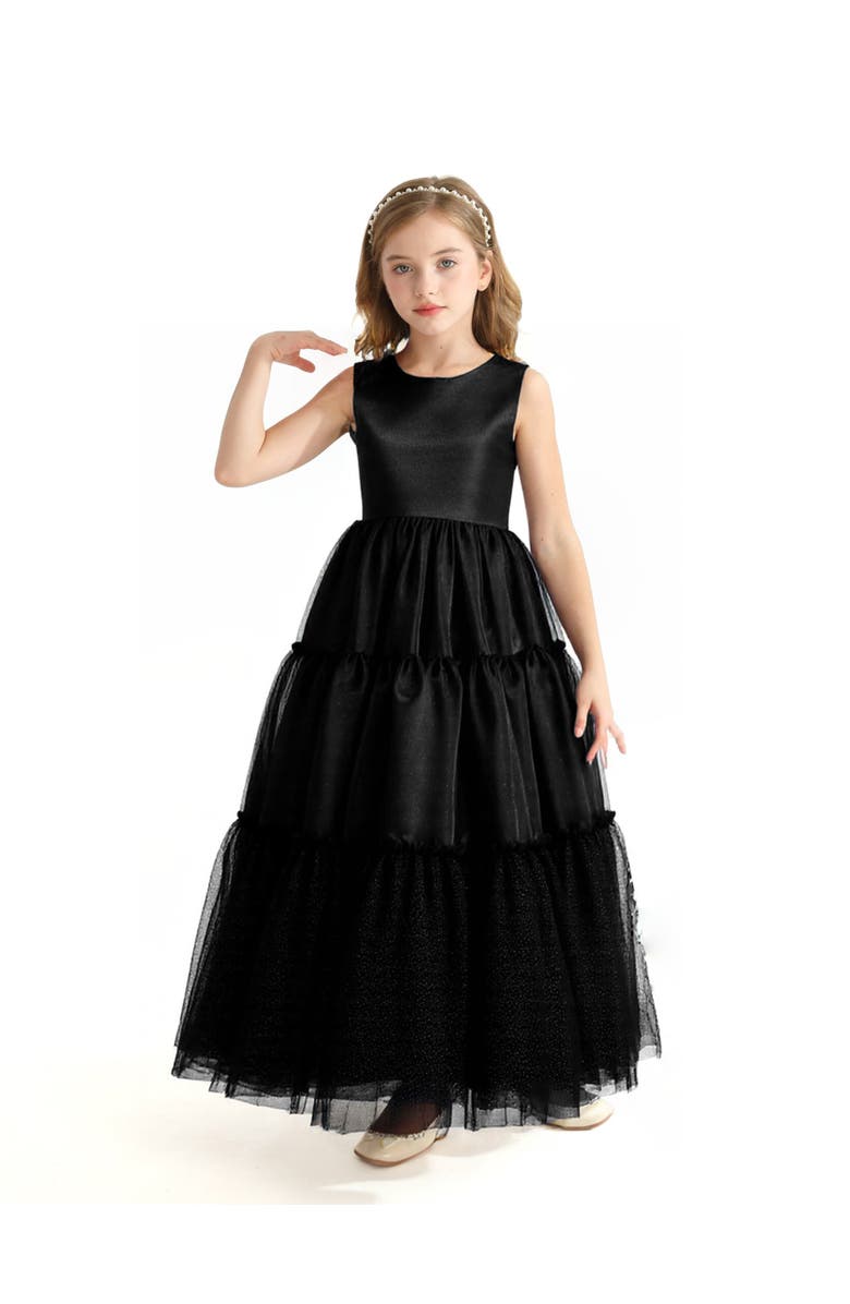 Tulleen Teola Dress, Alternate, color, Black