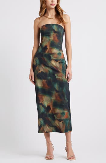 Open Edit Strapless Dress In Multi