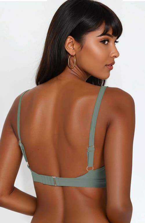 Calypsa Adjustable Strap Clasp Swim Bra In Green