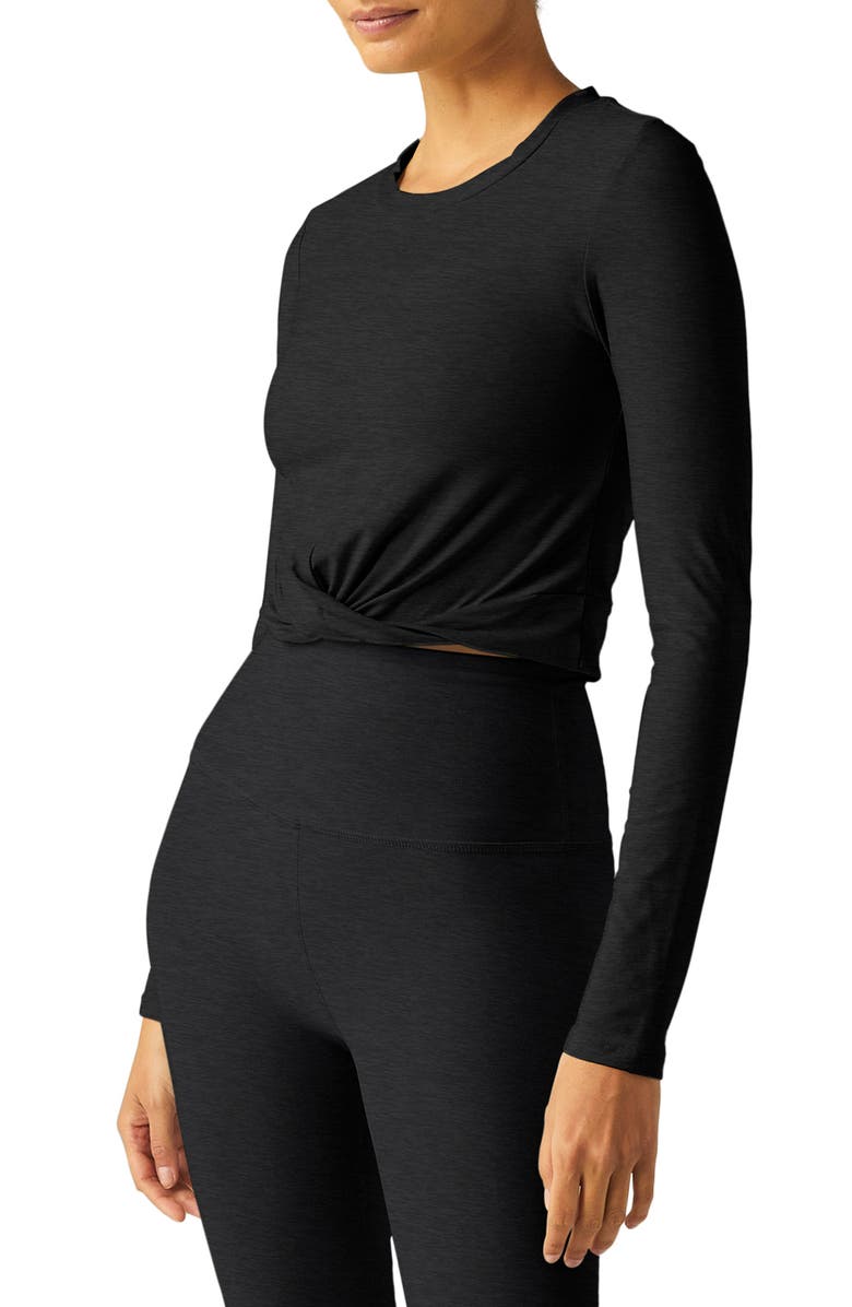 Beyond Yoga Featherweight Center Stage Crop Top, Alternate, color, Darkest Night