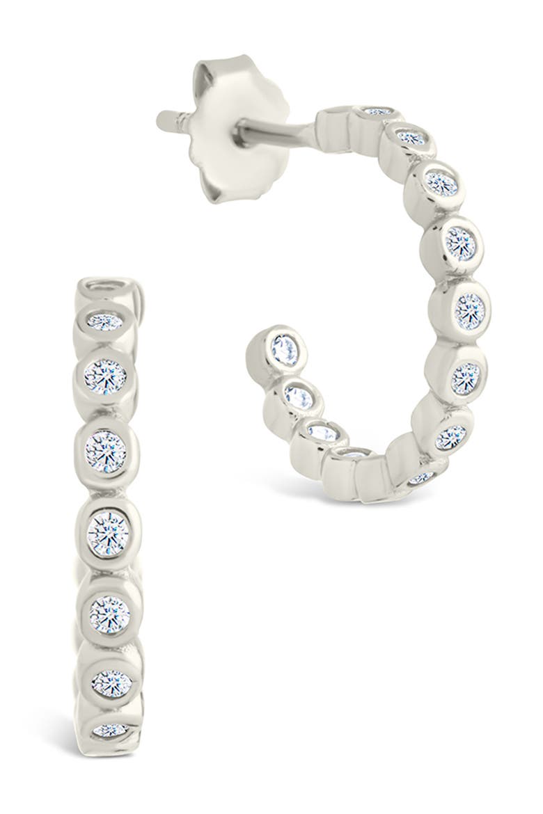 Bezel Hoop Earrings, Main, color, SILVER