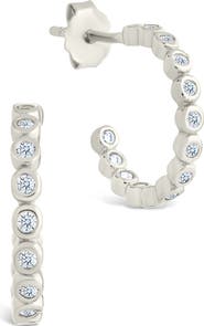 Sterling Forever Bezel Hoop Earrings
