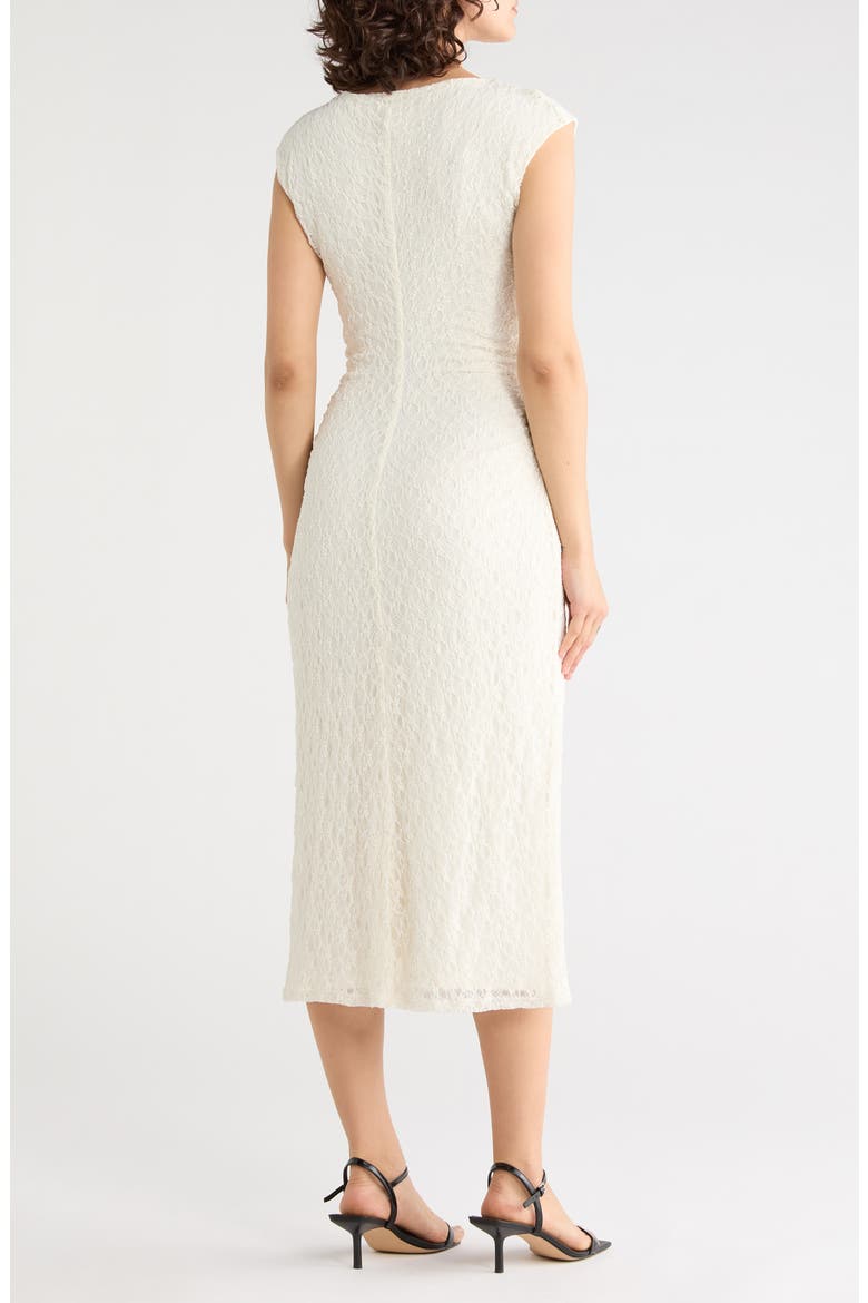 Ruched Lace Midi Dress, Alternate, color, IVORY TOFU
