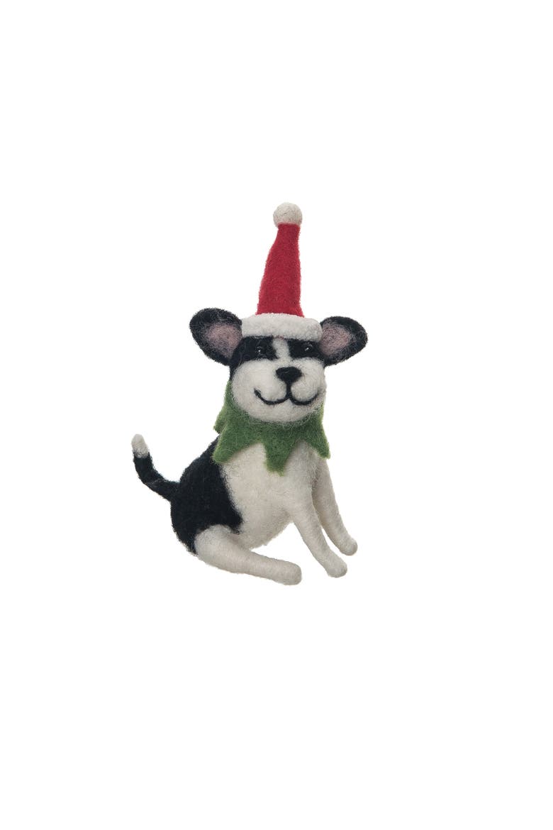 Dog Santa Hat Figurine, Alternate, color, Green