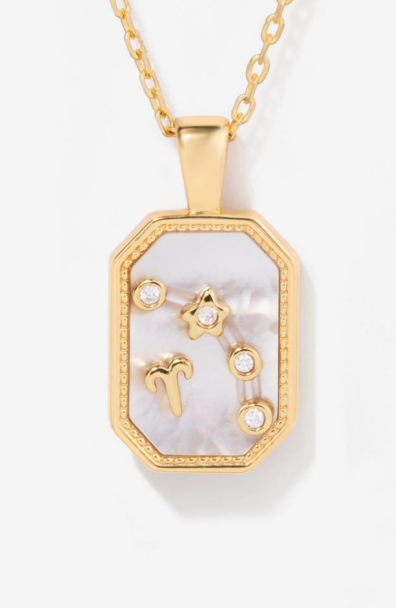 Little Sky Stone Birthstone Zodiac Charm Necklace, Main, color, Aries/April