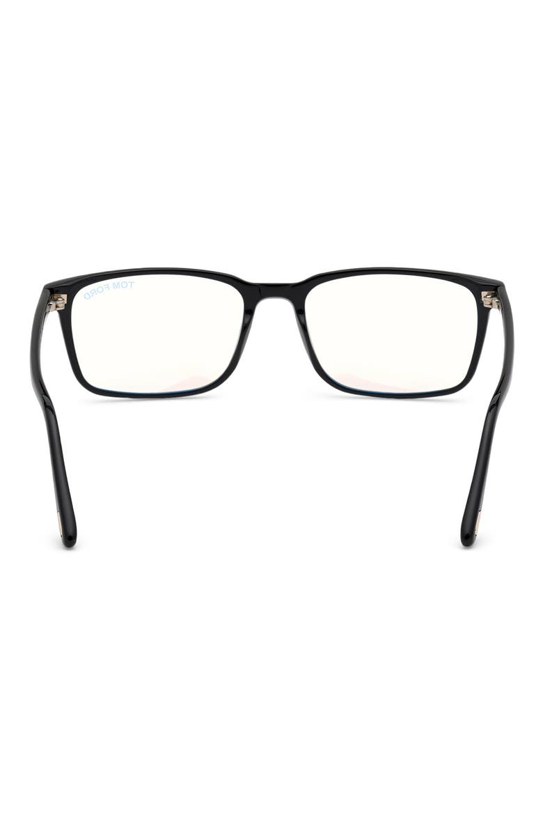 54mm Rectangular Blue Light Blocking Glasses, Alternate, color, BLACK ROSE GOLD / T LOGO