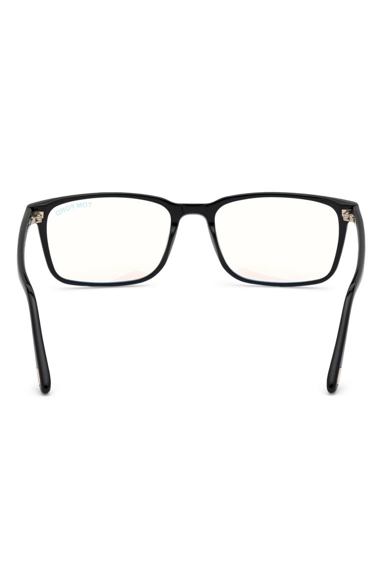 TOM FORD 54mm Rectangular Blue Light Blocking Glasses, Alternate, color, Black Rose Gold / T Logo