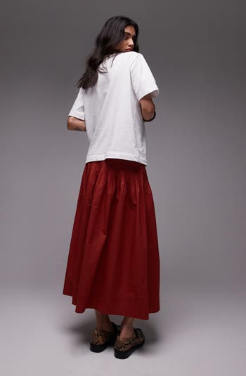 Topshop Pintuck Cotton Poplin Maxi Skirt | Nordstrom