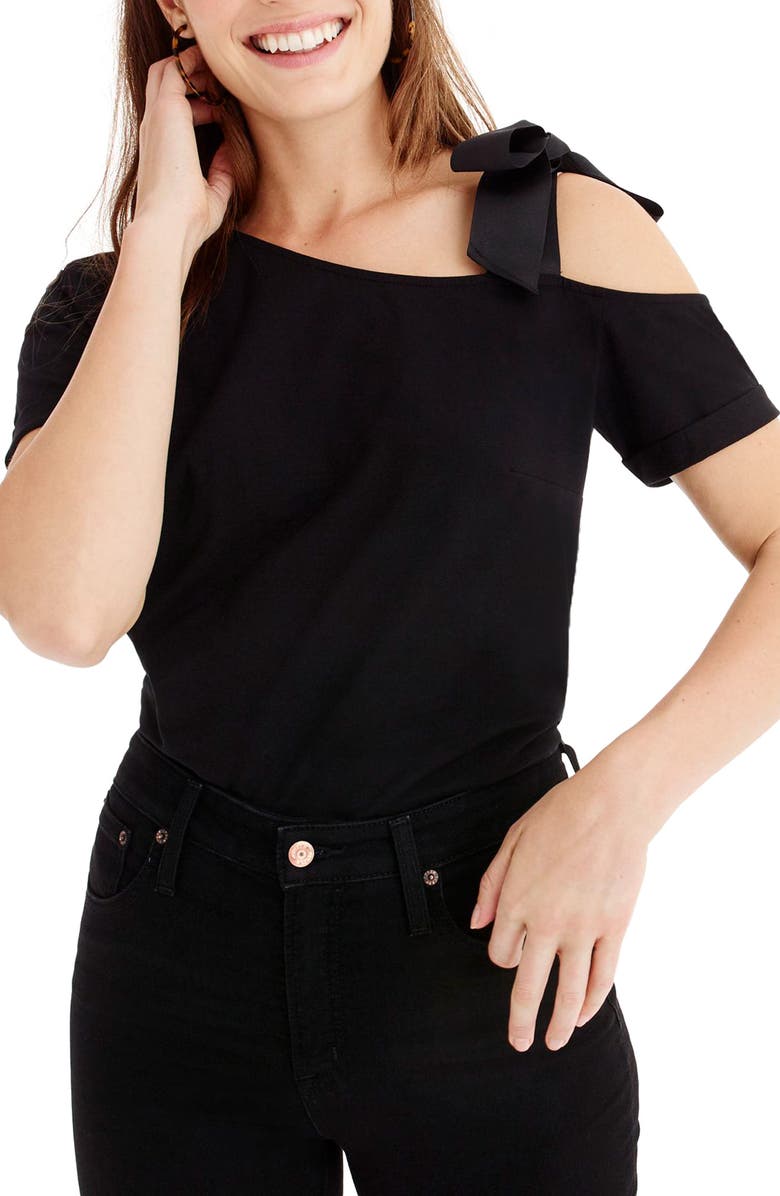 UNIVERSAL STANDARD FOR J.CREW Cold Shoulder Bow Top, Main, color, 