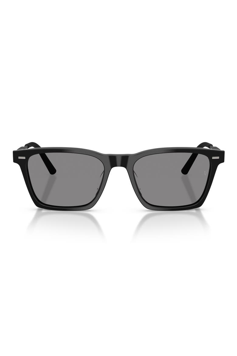 54mm Roger Federer R-19 Polarized Sunglasses, Main, color, BLACK / IRON WASH TO DARK