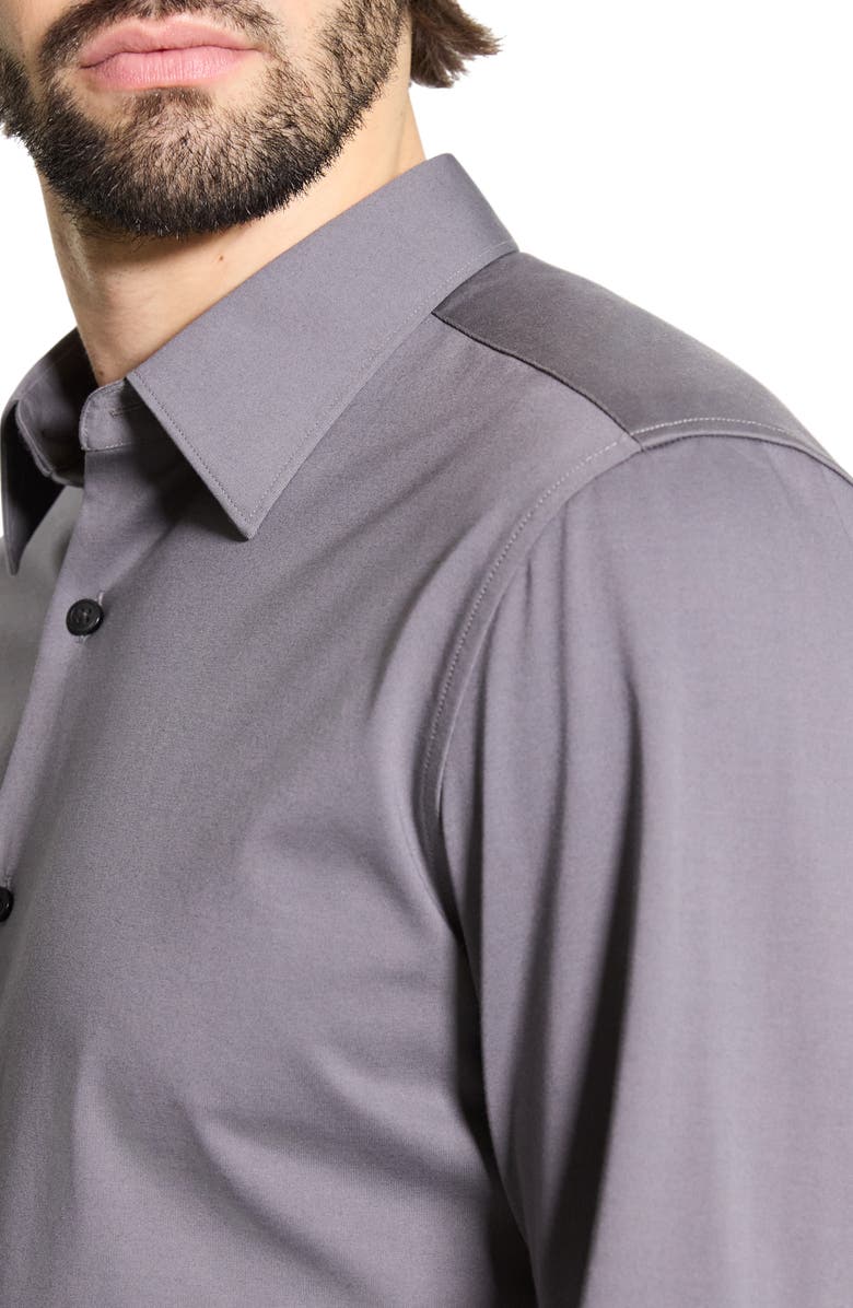 Theory Sylvain ND Structure Knit Button-Up Shirt, Alternate, color, Carbon