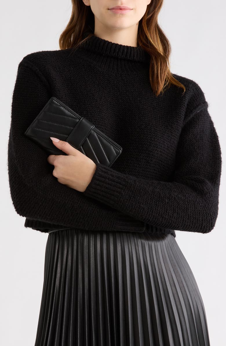 MUNDI SMALL LEATHER GOODS Quilted Tab Frame Clutch, Alternate, color, Black