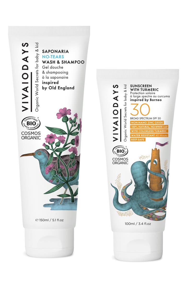 VIVAIODAYS Organic Summer Care Duo Baby 2-in-1 Wash & Sunscreen Set, Main, color, 