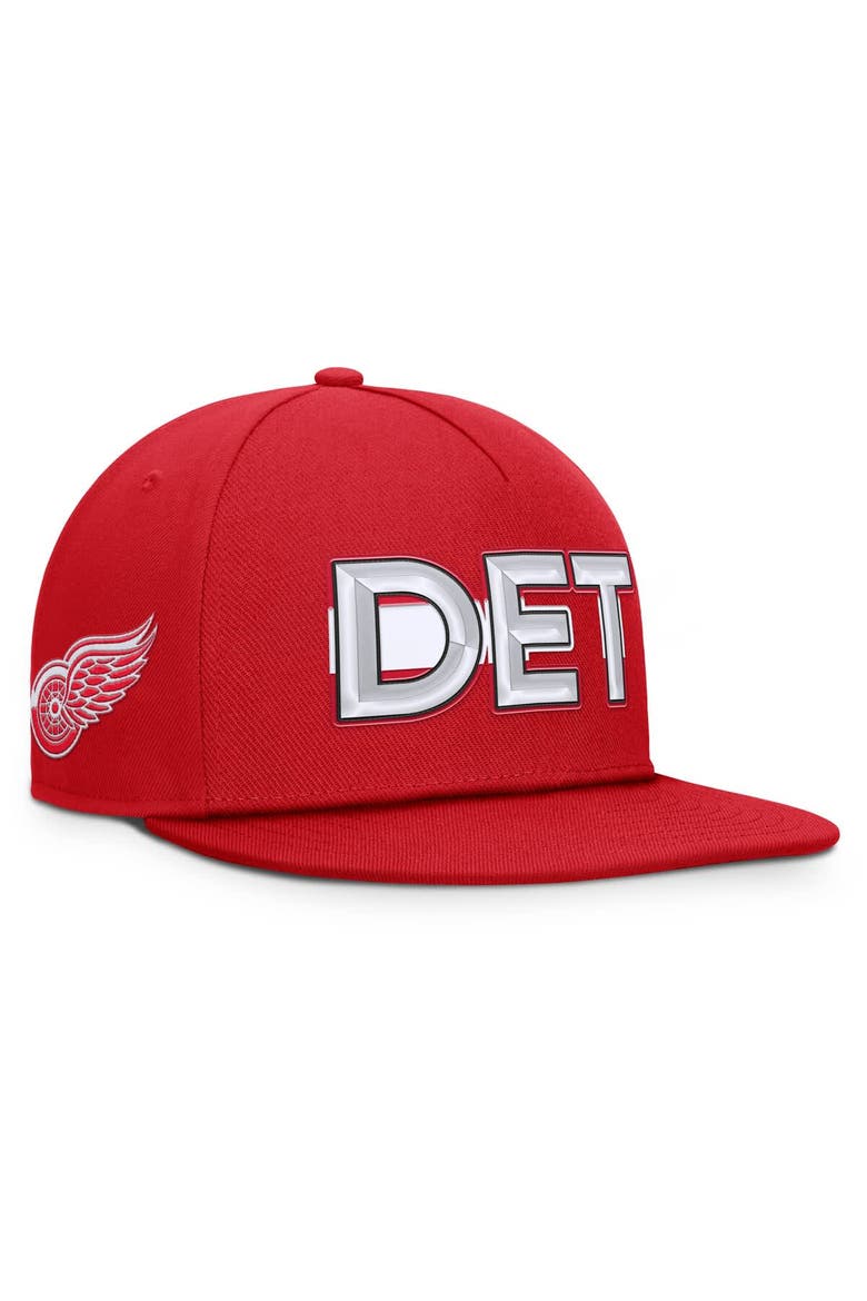 Men's Fanatics Red Detroit Red Wings Authentic Pro Rink Team Code Snapback Hat, Main, color, Red