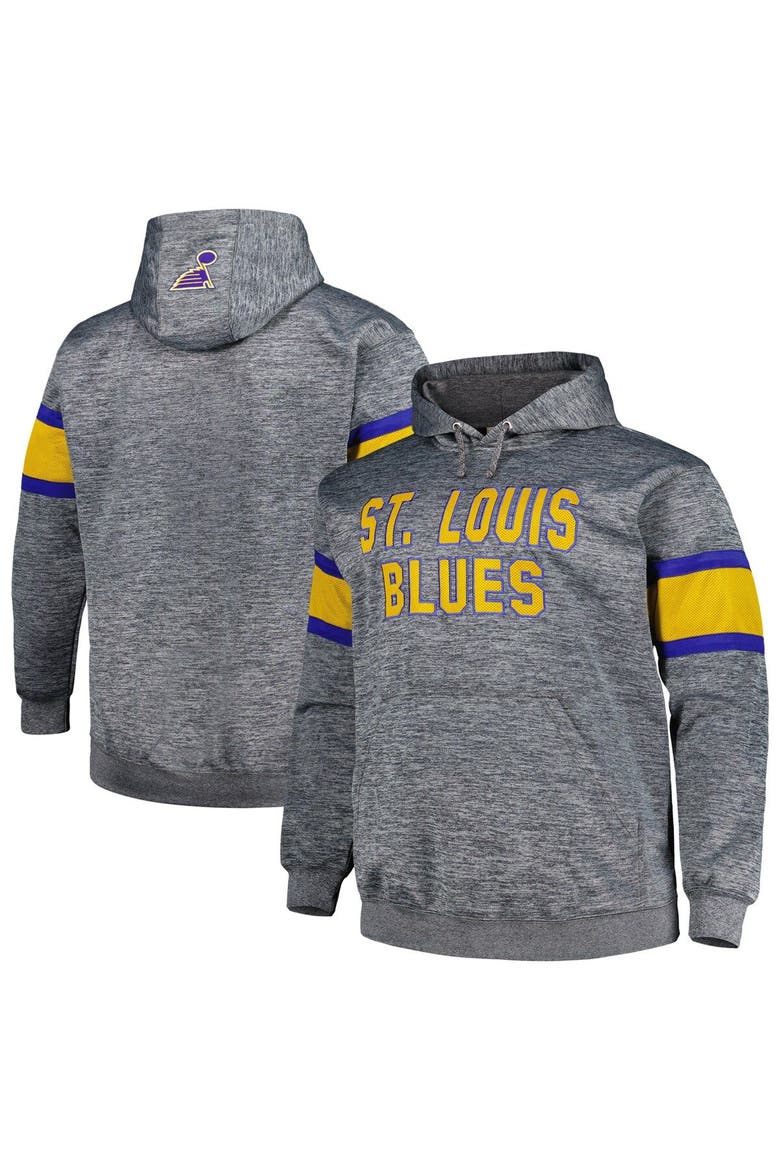 Men's Heather Charcoal St. Louis Blues Big & Tall Stripe Pullover Hoodie, Main, color, Heather Charcoal