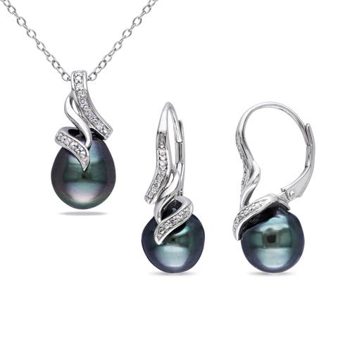 Pearl & Diamond 2-Piece Necklace & Earring Set