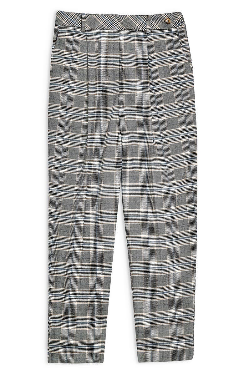 Topshop High Waist Tapered Plaid Trousers, Alternate, color,