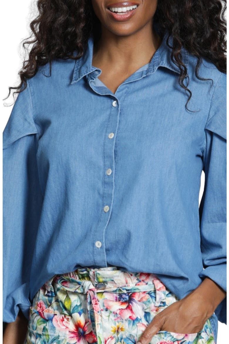 Cotton Chambray Button-Up Shirt, Main, color, INDIGO
