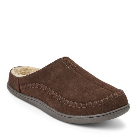 Genuine Cow Suede Clog With Accent Stitch Detail Slippers